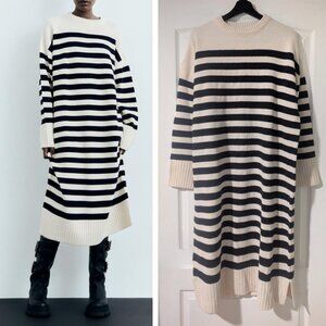 NEW Zara | Striped Knit Midi Dress